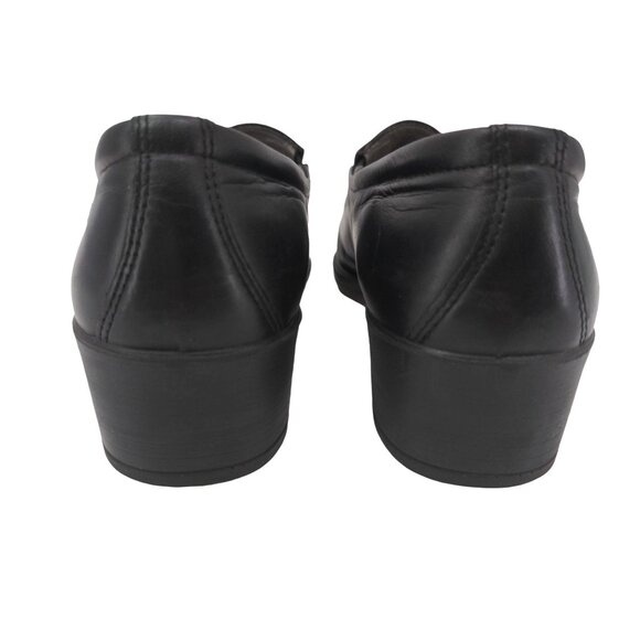 Ecco Heel Pump Women US 9 9.5 EU 40 Black Slip On Comfort Leather Career Classic - Picture 6 of 10